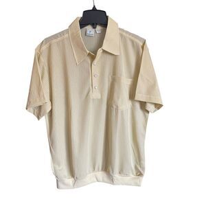 Vintage Haband Yellow Sheer Short-Sleeved Polo Shirt Size Medium